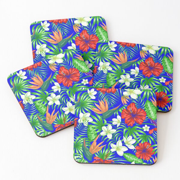 Item preview, Tropical Treasures Island Flowers Pattern On Royal Blue  designed and sold by DEC02.