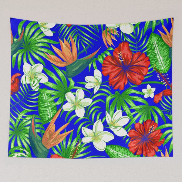 Item preview, Tropical Treasures Island Flowers Pattern On Royal Blue  designed and sold by DEC02.