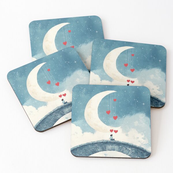 Item preview, Sitting under the moon with hearts designed and sold by anytka.