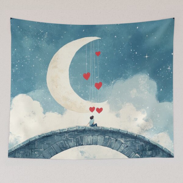 Item preview, Sitting under the moon with hearts designed and sold by anytka.