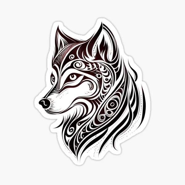 Item preview, Tribal Husky Tattoo Art Print designed and sold by ShadowAndSlate.