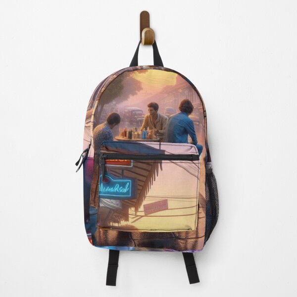 Item preview, Retro 1970s Malang – AI Artwork Colorful Roadside Café Scene for City Lovers, Travelers, and Vintage Enthusiasts designed and sold by knalpot-design.