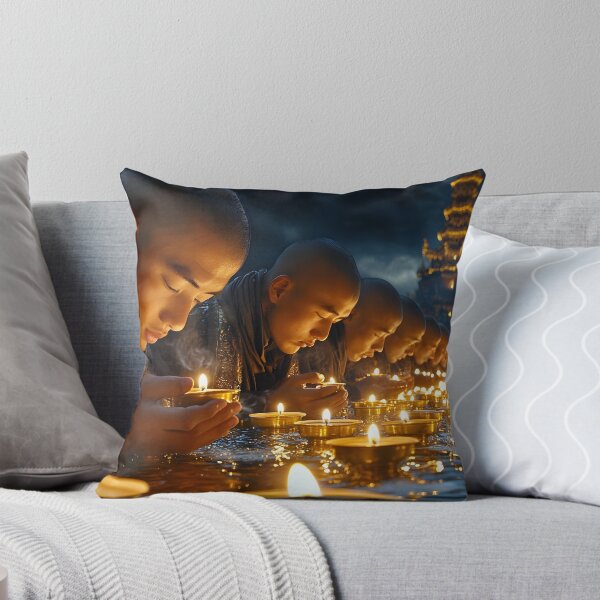 Item preview, Monks deep in prayer amidst glowing candlelit scene. designed and sold by Artessie.