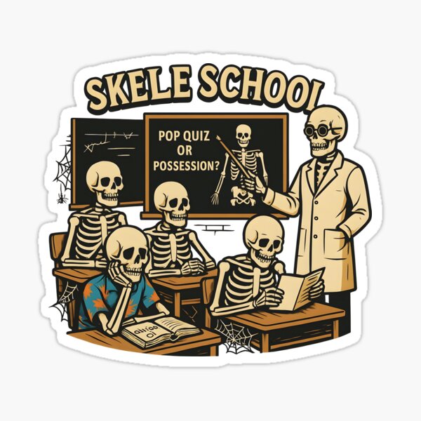 Item preview, Funny Skeleton Teacher Halloween Classroom Design – “Welcome to Skele School” Vector Art | Bone Up on Your Studies | Halloween Teacher Shirt, Fall Decor, Skeleton Classroom Gift designed and sold by WAUZ.