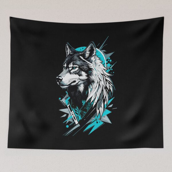Item preview, Wolf Abstract Art - Blue designed and sold by StefAnimal.