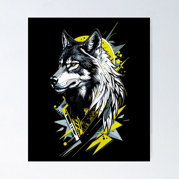 Item preview, Wolf Abstract Art - Yellow designed and sold by StefAnimal.