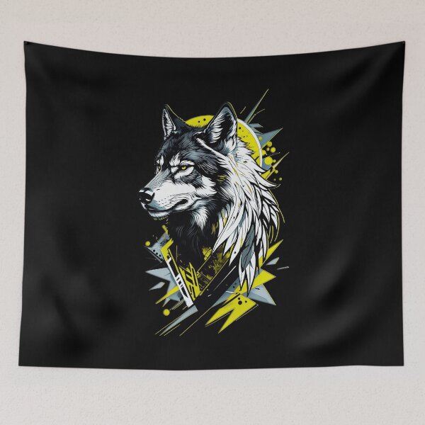 Item preview, Wolf Abstract Art - Yellow designed and sold by StefAnimal.