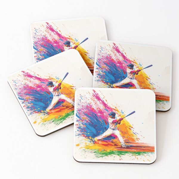 Item preview, Abstract depiction of a baseball player hitting a ball with vibrant colours Active Outdoors Inspired Art designed and sold by CDC40.