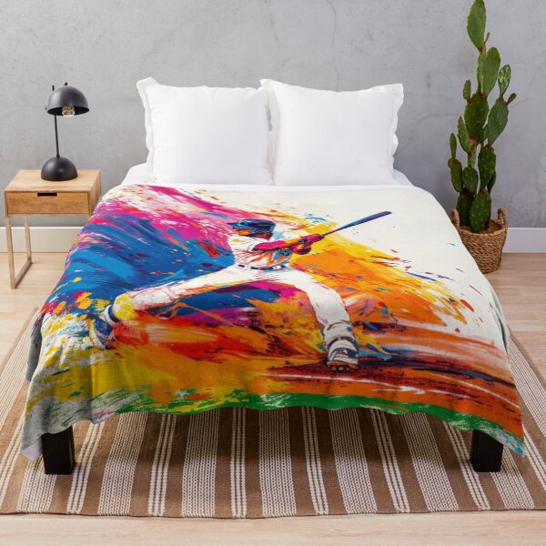 Item preview, Abstract depiction of a baseball player hitting a ball with vibrant colours Active Outdoors Inspired Art designed and sold by CDC40.
