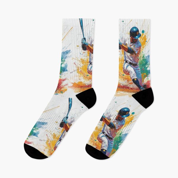 Item preview, Abstract depiction of a baseball player hitting a ball with vibrant colours Active Outdoors Inspired Art designed and sold by CDC40.