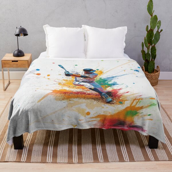 Item preview, Abstract depiction of a baseball player hitting a ball with vibrant colours Active Outdoors Inspired Art designed and sold by CDC40.