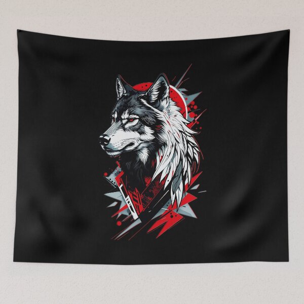 Item preview, Wolf Abstract Art - Red designed and sold by StefAnimal.