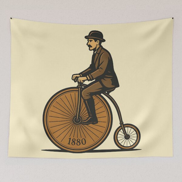 Item preview, Vintage Penny-Farthing Rider Vector Art | Victorian Cyclist Clipart | 1880s Bicycle Illustration | Antique High Wheel Bike Design designed and sold by WAUZ.