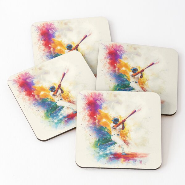 Item preview, Abstract depiction of a baseball player hitting a ball with vibrant colours Active Outdoors Inspired Art designed and sold by CDC40.