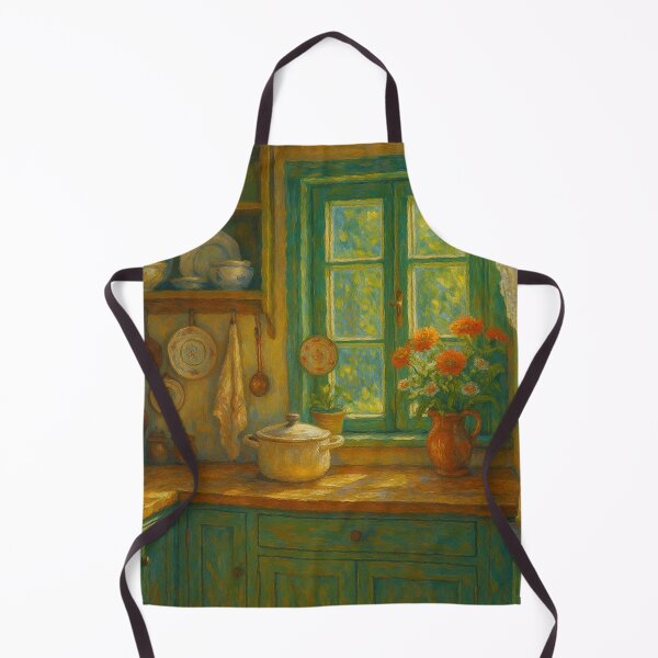 Item preview, Vintage Cottagecore Kitchen Art Print – Cozy Green Window Decor designed and sold by BeaconMarketing.