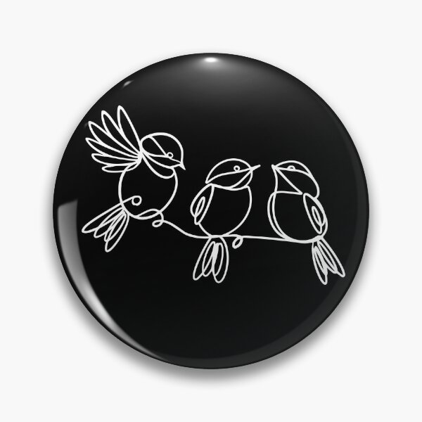 Item preview, Three Chickadees, One-Line Drawing in White designed and sold by KShedenhelm.