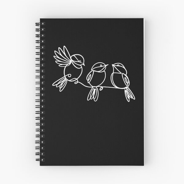Item preview, Three Chickadees, One-Line Drawing in White designed and sold by KShedenhelm.