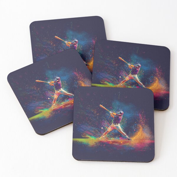 Item preview, Abstract depiction of a baseball player hitting a ball with vibrant colours Active Outdoors Inspired Art designed and sold by CDC40.