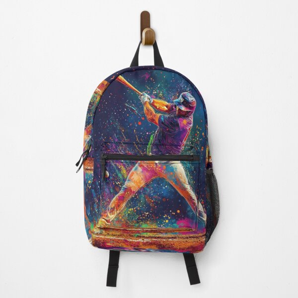 Item preview, Abstract depiction of a baseball player hitting a ball with vibrant colours Active Outdoors Inspired Art designed and sold by CDC40.