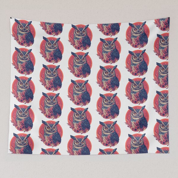 Item preview, Psychedelic Owl in Bloom – Vibrant Boho Animal Art designed and sold by Kollibri.