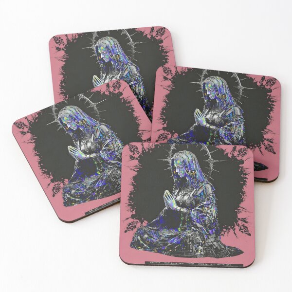 Item preview, Cyberpunk Madonna – Futuristic Praying Saint Digital Art designed and sold by Mystikos Art.