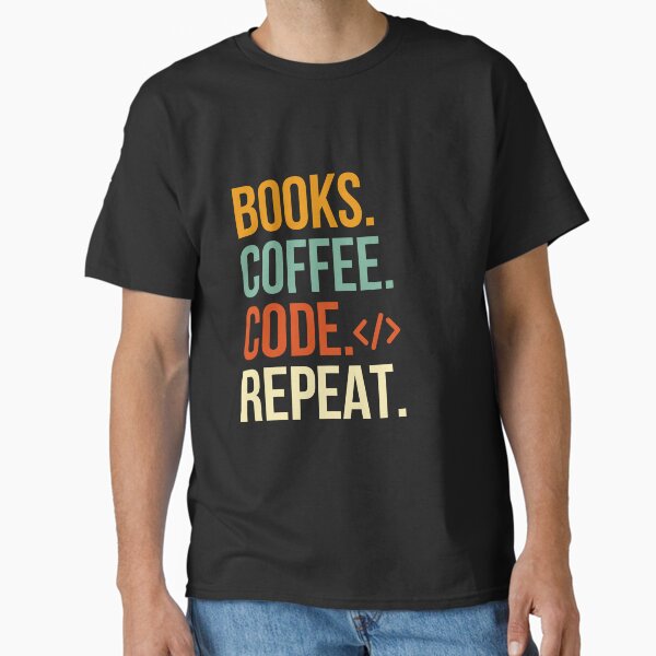 Artikel-Vorschau von Bücher. Kaffee. Code. Wiederholen. | Bücherliebhaber-Coder, designt und verkauft von Zahadesigns.