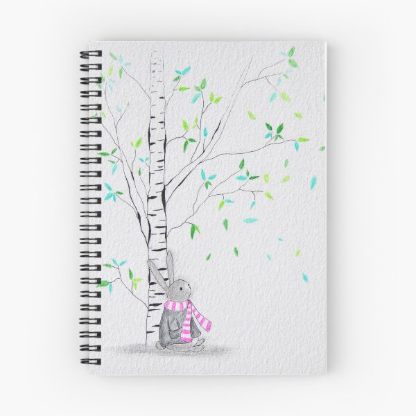 Item preview, Bunny Sitting Under Birch Tree | Cozy Bunny Character Art | designed and sold by AngelaMarieArt.