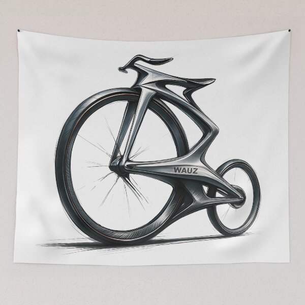 Item preview, Futuristic Penny-Farthing Bicycle Concept Sketch | Modern High-Wheel Bike Design | Automotive-Inspired Bicycle Rendering | Industrial Design Art designed and sold by WAUZ.