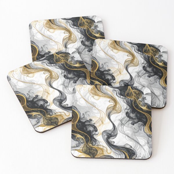 Item preview, MYSTICAL SWIRLS OF SMOKE IN BLACK AND GOLD ON A WHITE BACKGROUND. designed and sold by StampYourself.