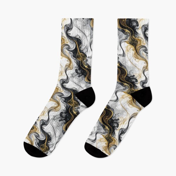 Item preview, MYSTICAL SWIRLS OF SMOKE IN BLACK AND GOLD ON A WHITE BACKGROUND. designed and sold by StampYourself.