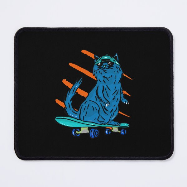 Item preview, Light blue cat with a cool cap on a skateboard designed and sold by Joncasmiart.