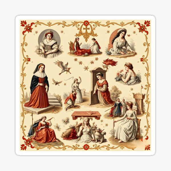 Item preview, Queens & Princess Toile de Jouy Fabric Print Wallpaper designed and sold by CMooreWorx.