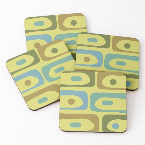Item preview, Mid Century Modern Retro Abstract Piquet Pattern in Guacamole Green and Blue Tones designed and sold by kierkegaard.