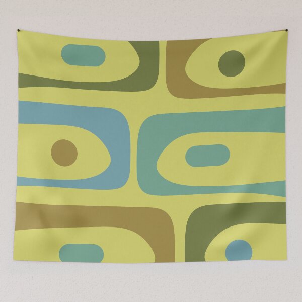 Item preview, Mid Century Modern Retro Abstract Piquet Pattern in Guacamole Green and Blue Tones designed and sold by kierkegaard.