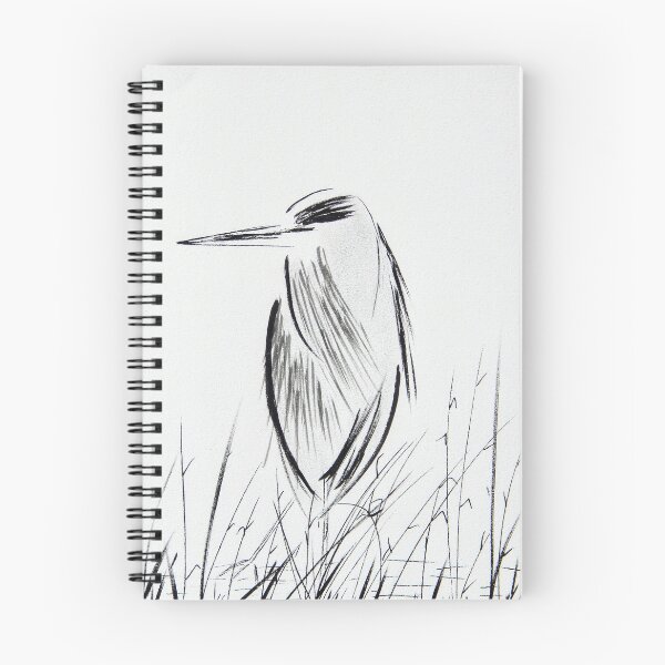 Item preview, Great Blue Heron in Black and White | Zen Art | Minimalist Bird Line Drawing designed and sold by AngelaMarieArt.