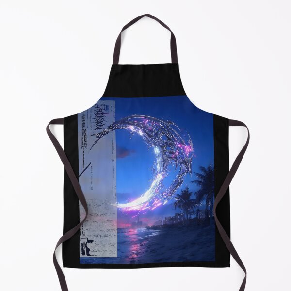 Item preview, Cyberpunk Chrome Crescent – Neon Miami Beach Futurism Art designed and sold by Mystikos Art.