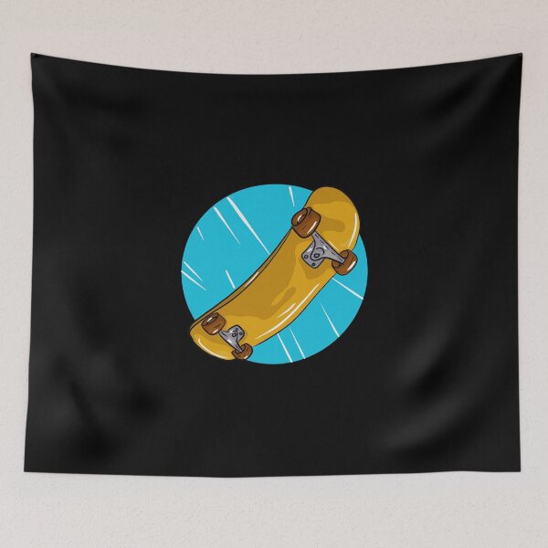 Item preview, Yellow skateboard with a light blue circle and lines designed and sold by Joncasmiart.