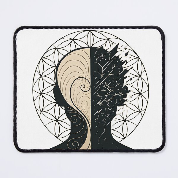 Item preview, Dissonance Within Art Print – Fractal Human Mind Design | Spiritual Growth Wall Art | Chaos vs Harmony Mental Health Illustration designed and sold by WAUZ.