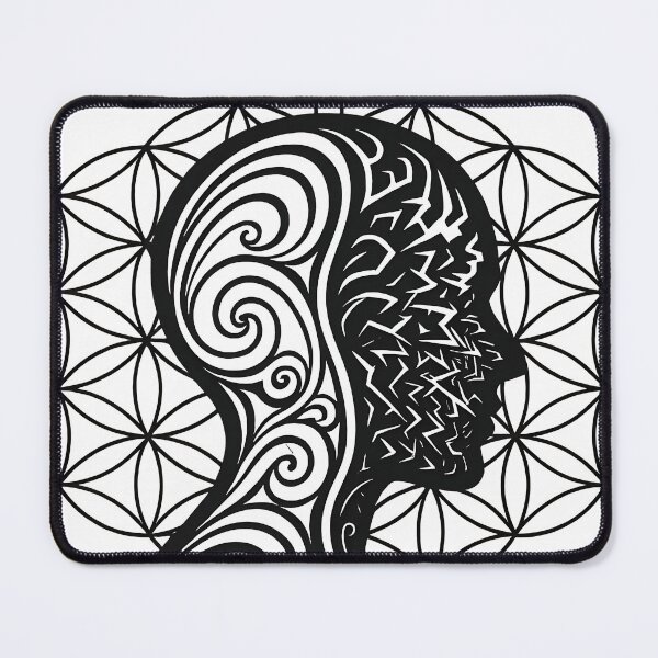 Item preview, Dissonance Within – Minimal Fractal Human Silhouette in Black | Sacred Geometry Chaos vs Harmony | Fine Line Abstract Growth Art Print designed and sold by WAUZ.
