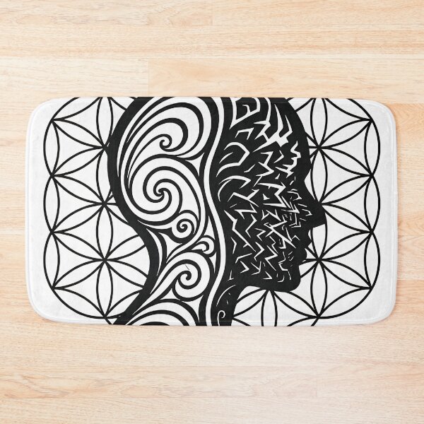 Item preview, Dissonance Within – Minimal Fractal Human Silhouette in Black | Sacred Geometry Chaos vs Harmony | Fine Line Abstract Growth Art Print designed and sold by WAUZ.