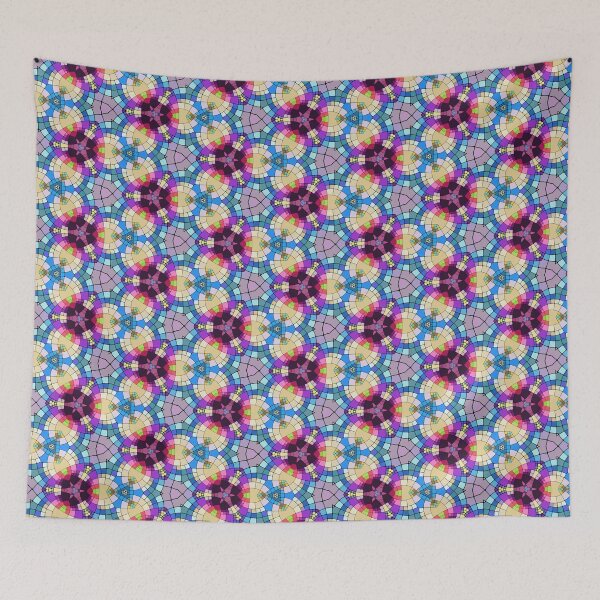 Item preview, squares mosaic fabric seamless colorful repeat pattern designed and sold by Abrahamjrnd.