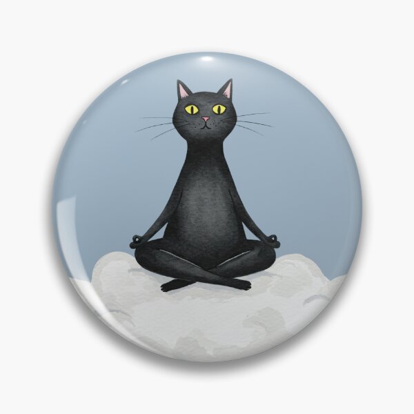 Item preview, Meditating Black Cat on a White Cloud – Funny Zen Yoga Art designed and sold by DaisyHouse.