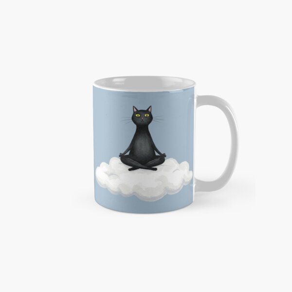 Artikel-Vorschau von Meditierende schwarze Katze auf einer weißen Wolke – Lustige Zen-Yoga-Kunst, designt und verkauft von DaisyHouse.
