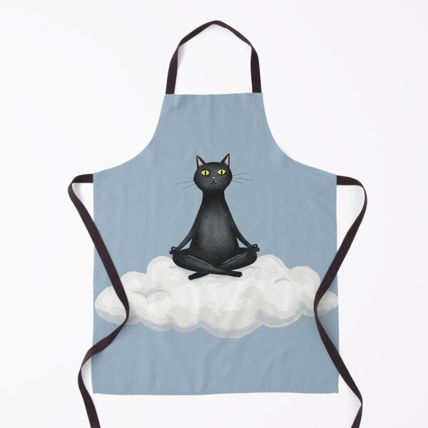 Item preview, Meditating Black Cat on a White Cloud – Funny Zen Yoga Art designed and sold by DaisyHouse.