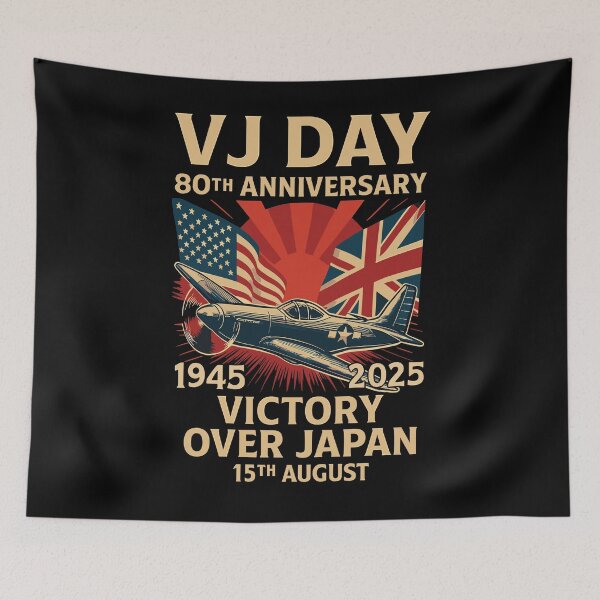 Item preview, VJ Day WWII 80th anniversary Vintage V-J Day 2025 flag designed and sold by EASY Aadia.
