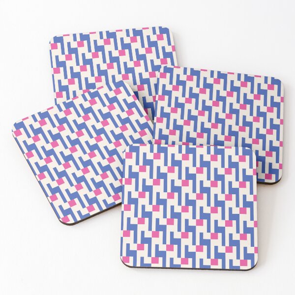Item preview, Blue and White Block Grid with Pink Accents designed and sold by Teacup Tiger Designs.