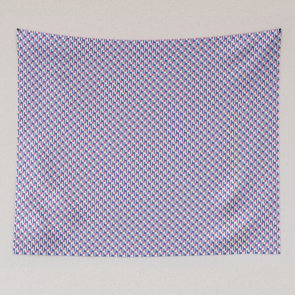 Item preview, Blue and White Block Grid with Pink Accents designed and sold by Teacup Tiger Designs.