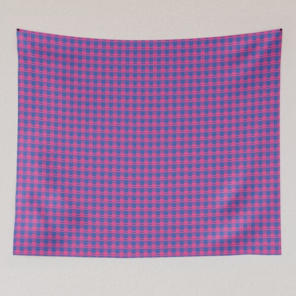 Item preview, Abstract Mod Stripe Colorblock Grid Checkered in Blue & Pink designed and sold by Teacup Tiger Designs.