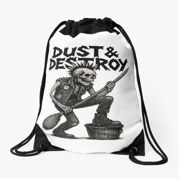 Item preview, Dust & Destroy Merch – Punk Skeleton Cleaning Crew Design designed and sold by Moshpit Rejects.