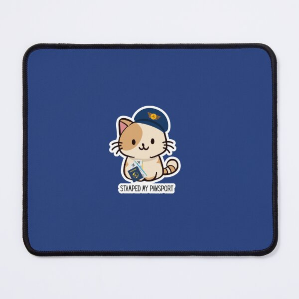 Item preview, "Stamped My Pawsport" Pun Cat Sticker designed and sold by cute-and-punny.